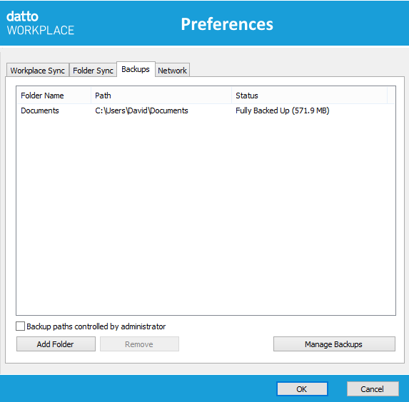 Setting up Datto Workplace backup on a PC