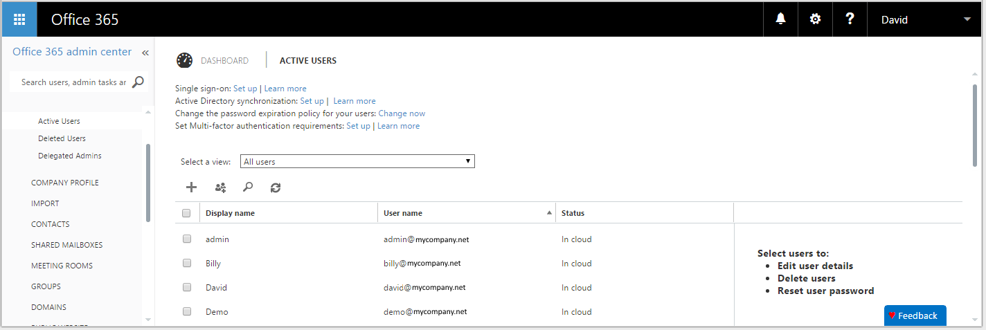 Resetting an Office 365 user password (for Office 365 admins)