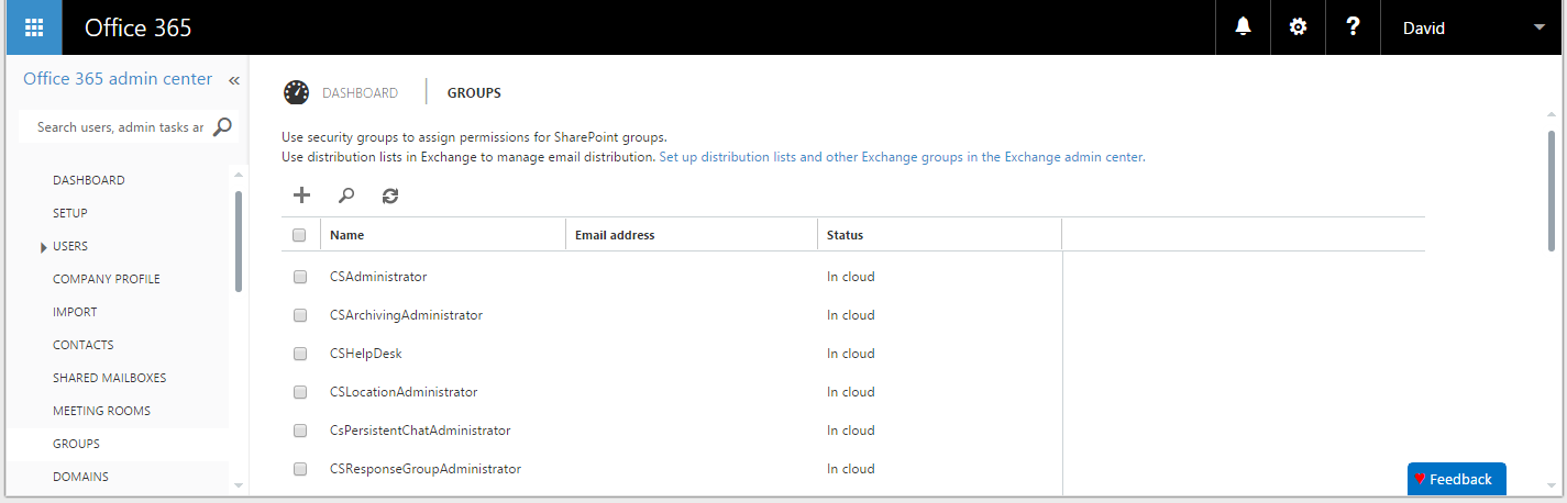 Creating and modifying a distribution group in Office 365