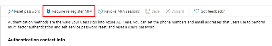 Resetting an Office 365 user's MFA details