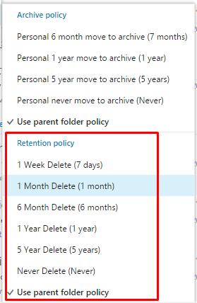Using Office 365 online archiving and retention policies